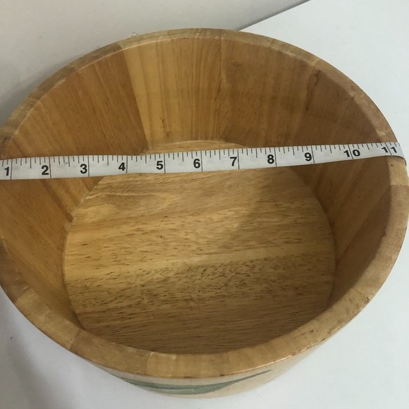 3pc Wooden Hand painted Salad Bowl Set - Picture 6 of 8